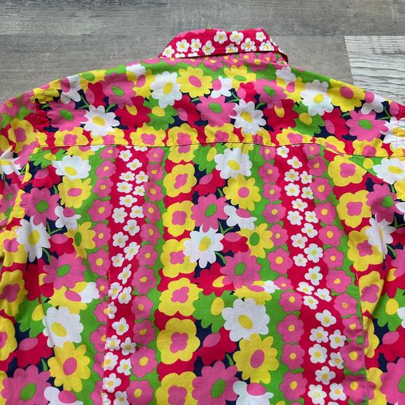 Lilly Pulitzer Floral Button Down Shirt Pink Yellow Daisy Print Size 4 - Picture 4 of 6